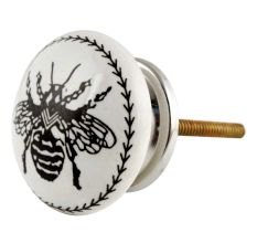 Black Bumble Bee Flat Ceramic Cabinet knobs
